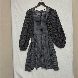 Maeve Gray Sundress with 3/4 Bishop Sleeves and Crew Neck for Work